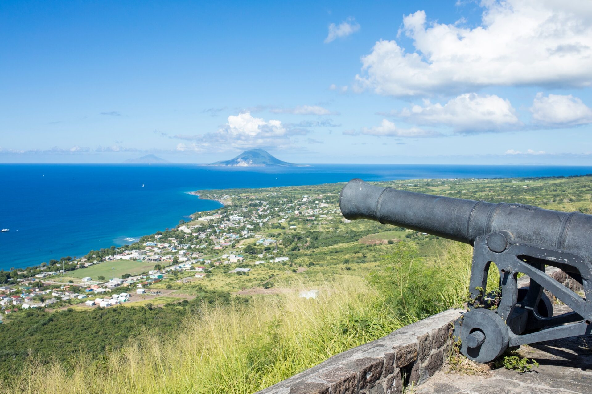 Canon on the ruins of Brimstone Fortress in St Kitts, St Kitts And Nevis Citizenship,