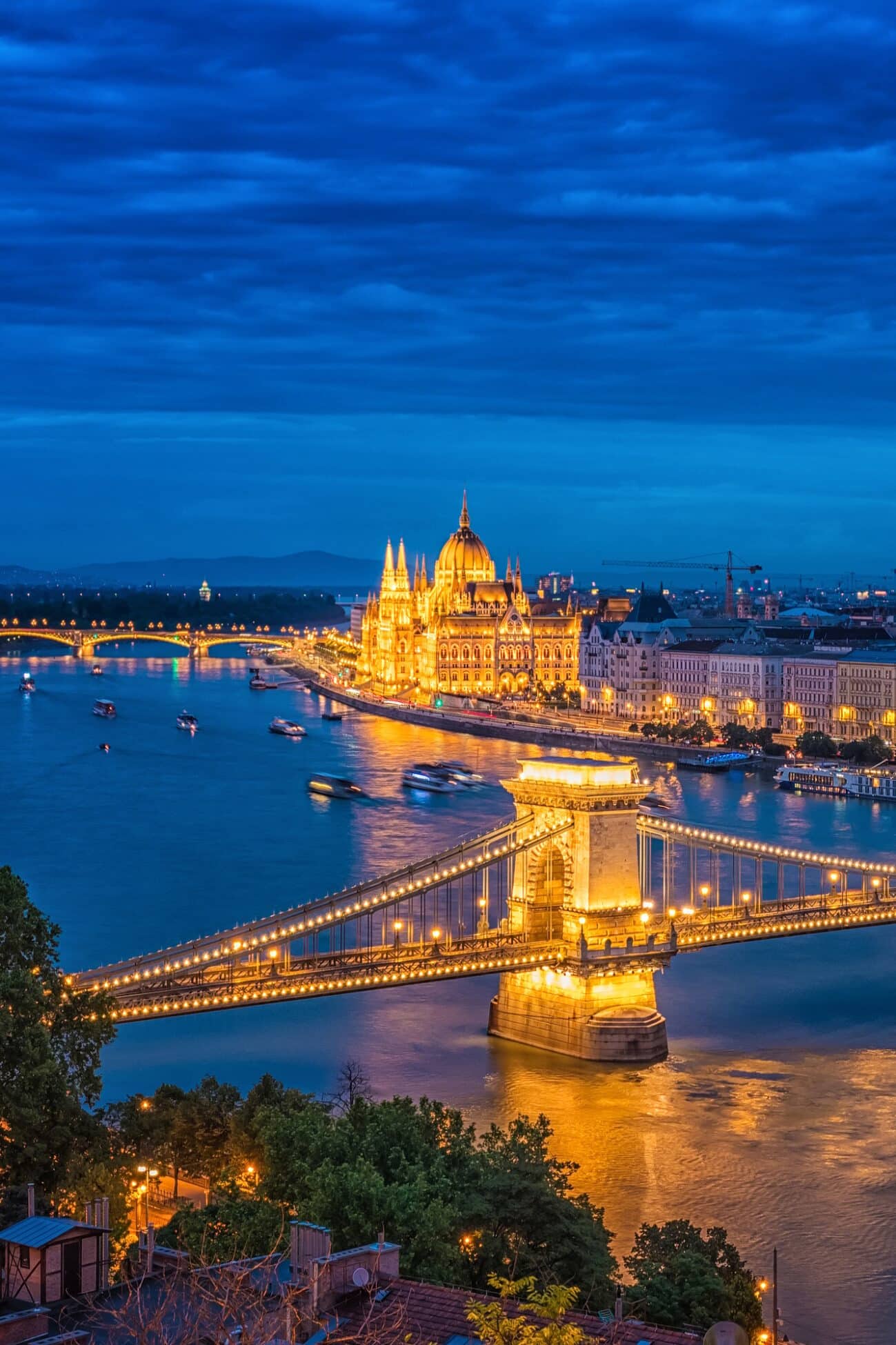 Panorama of Budapest at night. Hungarian landmarks. , Hungarian Investor Visa,